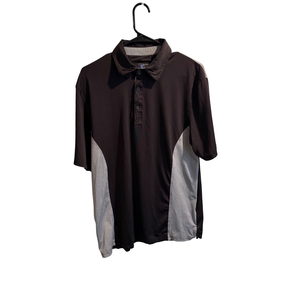 Saks Fifth Avenue Active Mens Polo Shirt Black Gray Athletic Short Sleeve M